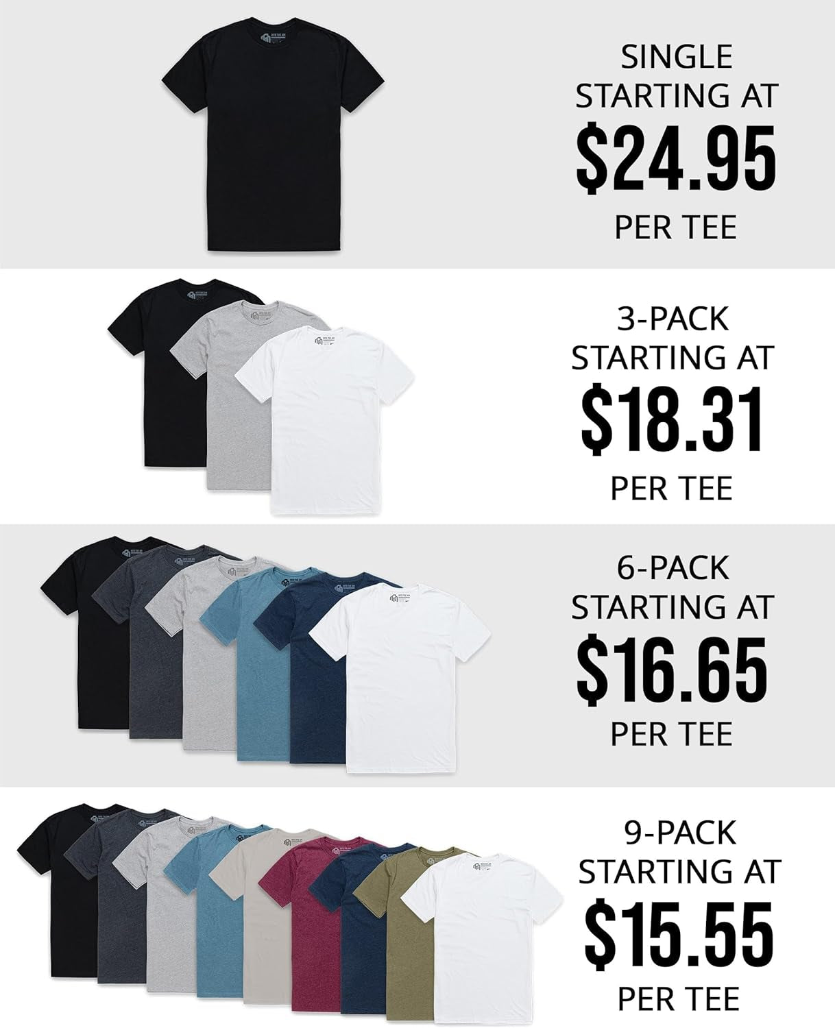 Men'S T-Shirts Soft Cotton Blend Crew Neck Tee S - 4XL Athletic Fit Plain Basic T-Shirt for Men