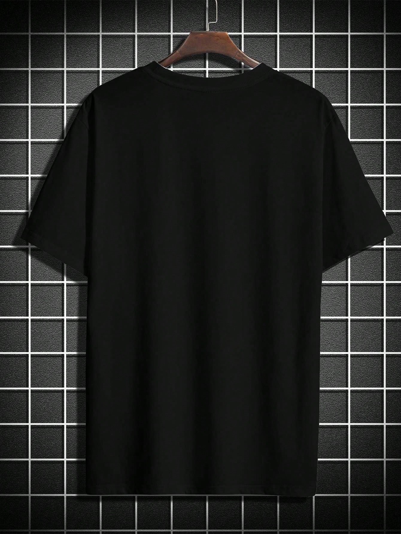 Manfinity Homme Men Casual Summer Cross & Slogan Graphic Printed Short Sleeve T-Shirt, for Friends